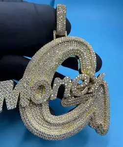 Colgante Personalizado de Letra Burbuja de Moissanita, Amuleto con Nombre Iced Out, Letras del Alfabeto de Plata 925, Joyería Hip Hop, Colgante Personalizado - Product Image 6