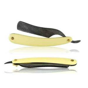 Navaja de Afeitar Profesional de Acero de Damasco, Plegable y Recta, con Mango de Madera para Afeitado en Húmedo y Cuidado Facial - Product Image 2