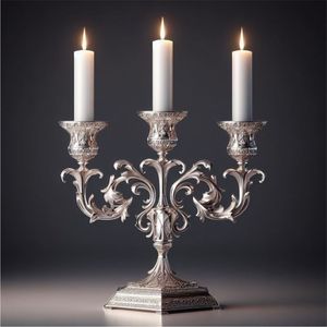 Candélabre en argent de style antique à 3 bras, grand porte-bougie minimaliste et élégant, centre de table pour mariages et événements formels - Product Image 4