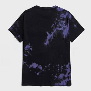Camiseta de Punto Tie-Dye para Hombre, Manga Corta, Cuello Redondo, Corte Regular Informal, Diseño con Patrón Morado y Negro - Product Image 2