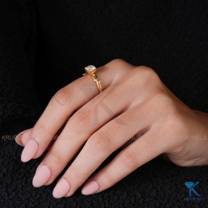แหวนหมั้นเพชรทรงกลมเพาะเลี้ยงแบบเกลียวลายเถาวัลย์ ทองคำแท้ 14K ดีไซน์กิ่งไม้ธรรมชาติ แหวนแต่งงานสำหรับผู้หญิง - Product Image 5