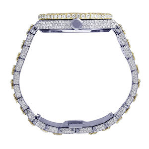 Montre de mode pour homme en acier inoxydable, mouvement à quartz, bracelet de 20 mm, cadran en verre, entièrement sertie de moissanite VVS style Hip Hop - Product Image 4