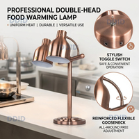 Lampe chauffante alimentaire professionnelle pour hôtels et cuisines commerciales, à tête unique, en acier inoxydable, avec col de cygne flexible doré, pour buffet