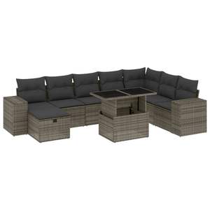 <b>Grey</b> Pe Rattan Garden Sofa Set Steel <b>Frame</b> 6 Seater Outdoor Furniture Contemporary Design - Product Image 4