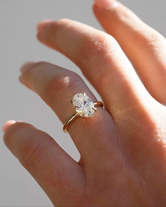 Oval Moissanite Gold <b>Ring</b> 14K 18K Engagement <b>Ring</b> for Women Solitaire Oval <b>Ring</b> Minimalist <b>Thin</b> Band Wedding Jewelry - Product Image 3