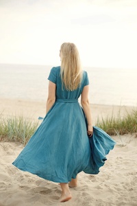 New Arrival Cotton Wedding Guest Wrap <b>Dress</b> Long Simple A-Line V-Neck Silk Lining Eco-Friendly Wedding Homecoming Midi <b>Dress</b> for - Product Image 4