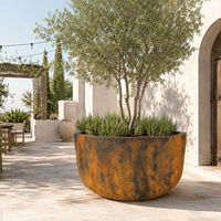 Nouvel ensemble de pots de jardin en fibre de verre, design personnalisé, écologiques, légers et durables, style rustique, fabriqués au Vietnam