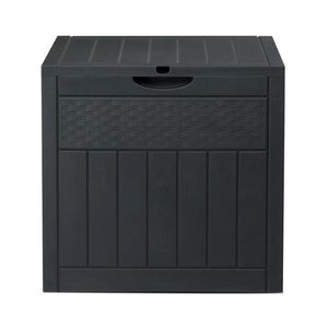 Contenitore da Giardino Quadrato in Legno e Rattan Sintetico Grigio da 33 Galloni - Product Image 2