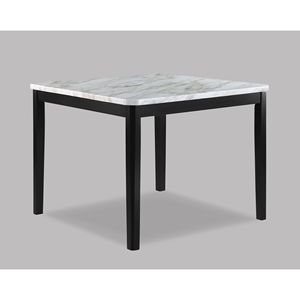 Set da Pranzo Contemporaneo da 6 Pezzi con Tavolo Quadrato in Finto Marmo, Finitura Nera, Panca Imbottita e Sedie Alte per Sala da Pranzo - Product Image 2