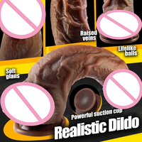 Dildo Realista para Mujeres de 7.87 Pulgadas a Bajo Precio en Color Marrón y Negro, Pene Grande Realista con Juguetes Sexuales para Mujeres Adultas
