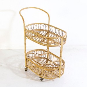 Rattan <b>snack</b> <b>bar</b> cart handcrafted barcart low cost cane drink carts drinks serving trolley - Product Image 5