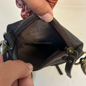 New Hand Tooled Cowhide Leather Zipper Pouch For Motorcycle Riding Phone Bag for Women Built In Wallet <b>Clip</b> <b>On</b> Belt Loop Bags - Product Image 6