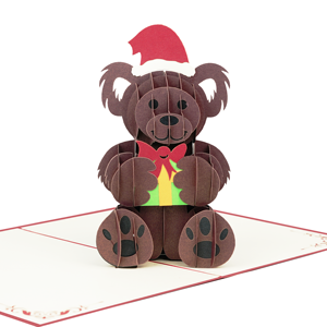 3D Pop Up Christmas Invitation Handmade <b>Paper</b> <b>Craft</b> with Brown Bear - Product Image 6