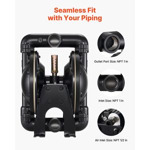 Air Operated Double Diaphragm <b>Pump</b> 35 GPM 1 Inch Inlet Outlet Pneumatic <b>Waste</b> Oil Transfer <b>Pump</b> Max 114 PSI Aluminum - Product Image 5