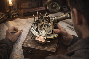 Sextante Náutico de Latón |   Herramienta de Navegación Marina de Metal Pulido con Relieve de Imitación Antigua |   Decoración de Estilo Herencia Personalizada - Product Image 3