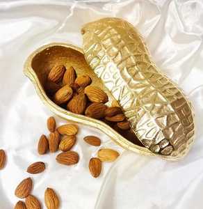 Gold Metal Peanut Shaped Storage Box Dry Fruit Container Nut Server Tableware Skies Trader - Product Image 1