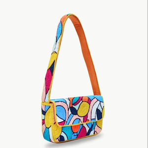 Bolso de Hombro Personalizado Hecho a Mano con Cuentas de Colores Abstractas, Bolso de Fiesta para Mujer con Cuentas de Vidrio, Patrón Geométrico, a la Moda - Product Image 1