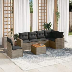 Conjunto de Sofás Modulares Grandes de Ratán Sintético Gris para Jardín, Muebles de Jardín de Alta Calidad en Varias Piezas - Product Image 1