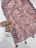 Ensemble de chemisier en organza de soie brodé de fleurs roses, vêtements de fête pour femmes, printemps été