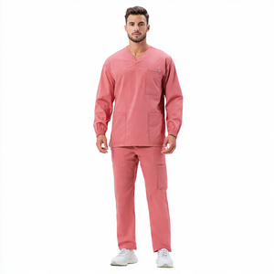 Men's High Quality 100% Polyester Twill <b>Scrubs</b> Jogger Pants <b>Top</b> Uniform Set Modern Medical Hospital Workwear Custom Nursing Suit - Product Image 3