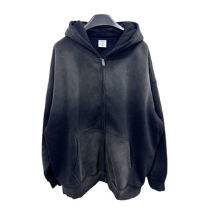 Sweat à capuche zippé pour homme, automne, épais, surdimensionné, tricoté, écologique, 100 % coton, avec poche effet vieilli vintage - Product Image 2