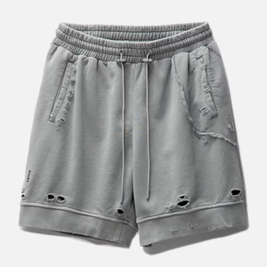 Premium Quality <b>Bleached</b> Fleece Sweat Shorts Unisex Elastic Waist Drawstring Summer Lounge Athletic Beach Wear - Product Image 1
