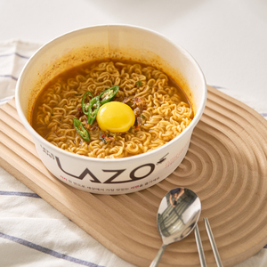 MADE IN KOREA Food Grade Induction Compatible 1600cc Paper Bowl Round Disposable <b>Noodle</b> Container 300pcs Bulk <b>Box</b> - Product Image 4
