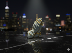 Custom Iced 3D Praying <b>Hands</b> Pendant Handcrafted 10k 14k 18k gold Featuring Full Micro Pave Set Diamonds Detailed - Product Image 4