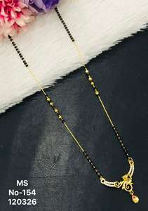 Collar Mangalsutra de Moda con Cadena de Cuentas Negras y Baño de Oro para Mujer |   Joyería para Regalo de Boda, Compromiso o Fiesta - Product Image 6