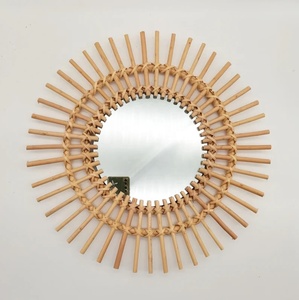 Espejo de pared con forma de sol bohemio vintage, diseño de ratán para decoración del hogar y ocasiones de fiesta, directo del fabricante - Product Image 1