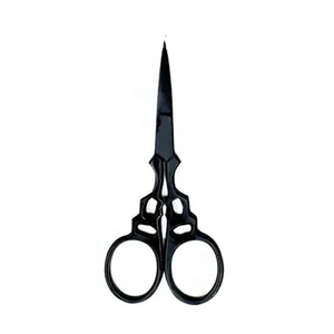 Fancy Professional Beauty Scissors Eyebrow Styling Sharp Straight Blades <b>Plastic</b> Handles Stainless Steel Cutting Tool OEM - Product Image 2
