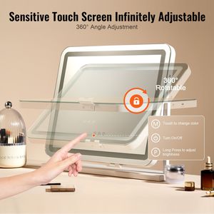 Specchio da Trucco LED con Porta USB e Touch Screen, Ingrandimento 5X con Tre Modalità di Illuminazione Colorata - Product Image 4