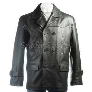 <b>Men's</b> Solid Color <b>Shearling</b> Leather <b>Jacket</b> Vintage Style Genuine Sheepskin Winter Warm Coat Customisable Wholesale - Product Image 6
