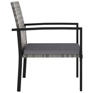 Poly Rattan Patio Chairs Gray Aluminum <b>Frame</b> Outdoor Garden Furniture Contemporary Design Durable Polyester Cushion - Product Image 4