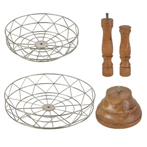 Wooden Stand And Metal Basket For <b>Fruit</b> <b>Storage</b> Multipurpose Household <b>Storage</b> Easy To Clean And Maintain Wholesale From india - Product Image 3