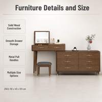 Ensemble de meubles de chambre modulaires modernes en bois massif et verre, comprenant coiffeuse, miroir, commode, table de chevet et rangements à tiroirs, pour la maison et la salle de bain
