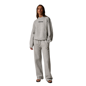 Womens Round Neck Tracksuit <b>Set</b> Side Pockets Top Wide Straight Leg Trousers Elastic Waist Relaxed <b>Two</b> <b>Piece</b> <b>Lounge</b> Travel Outfit - Product Image 1