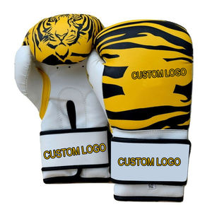 Guantes de Boxeo Blancos con Diseño de Líneas Negras, Cierre de Velcro, para Entrenamiento de Adultos - Product Image 6