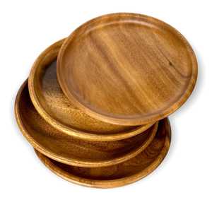 Planche de service ronde en bois d'acacia naturel, plateau de service alimentaire en bois, planche à charcuterie, plateau à fromage, assiette de dîner, cuisine - Product Image 1
