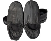 Chaussons de prière unisexes en cuir véritable avec fermeture éclair, semelle souple, fabriqués à la main, chaussures islamiques en cuir