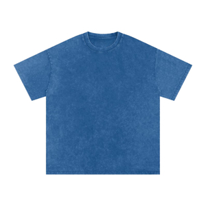 Camiseta Azul Vintage con Lavado Ácido para Hombre, Oversize, Algodón Pesado, Estilo Urbano, Logotipo Personalizado, Camiseta Lavada, Ropa al por Mayor de Fábrica OEM - Product Image 1