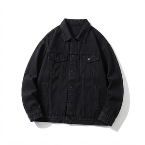 Veste en coton pour homme, style punk, col montant, fermeture éclair, coupe-vent, imperméable, décontractée, teinte en fil, légère, pour l'extérieur, personnalisable sur le devant - Product Image 2