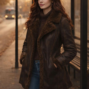 Veste d'extérieur en cuir pour femme, en cuir naturel, conçue pour un style de vie décontracté - Product Image 1