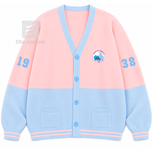 เสื้อสเวตเตอร์วาร์ซิตี้แบบมีรูระบายอากาศลายแจ็คแอนด์จิลออฟอเมริกา พร้อมโลโก้ปักด้านหน้า สีฟ้าชมพู แขนยาว สไตล์ลำลอง สำหรับผู้หญิง - Product Image 1