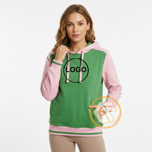 Alfa Personalizado |   Sudadera con Capucha Rosa y Verde Bordada en Felpa de Algodón Kapa para Mujer, Ropa Griega de Hermandad, Alta Calidad - Product Image 3