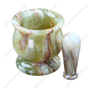 Mortero y Pilón de Mármol para Uso en la Cocina, Venta al por Mayor, Mortero y Pilón de Ónix Verde Multicolor Hechos a Mano de Lujo - Product Image 6