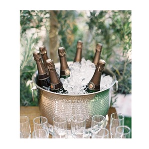 <b>Brushed</b> Silver Hammered Champagne Tub - Rust-Resistant Large Capacity Party Bowl for Multiple <b>Bottles</b> - Product Image 2