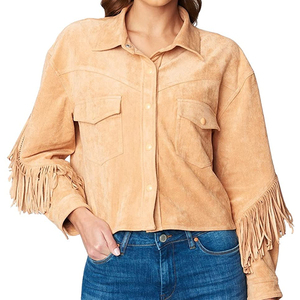 Premium Quality Custom Design Adult Size Women Fringe <b>Jacket</b> Wholesale New Women's Fringe Genuine Leather - Product Image 1