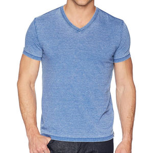 T-shirts pour hommes à col en V, 100% coton, design tendance, coupe ajustée, couleur unie, manches courtes, faible MOQ en vente - Product Image 6