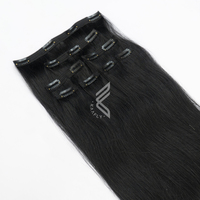 Extensions à clipser en cheveux humains vierges 100% noirs foncés, style européen Fumi, teintes, double trame, résistantes à la chute
